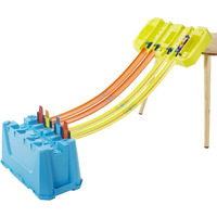 Hot Wheels Toy Car Track Builder Playset, Multi-Lane Speed Box, 18 Component Parts With Storage & 2 1:64 Scale Vehicles