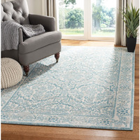 Safavieh Evoke Collection 6'7"" X 9' Ivory / Light Blue Evk242C Non-Shedding Living Room Bedroom Dining Home Office Area Rug