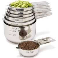 Simply Gourmet Measuring Cups Set Of 7, Stackable, 304 Premium Stainless Steel, Kitchen Gadgets For Measure Liquid And Dry Ingredients, Cooking & Baking