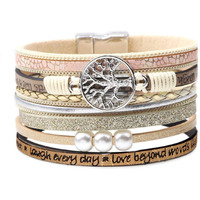 Inspirational Gifts, Tree Of Life Leather Bracelets For Women, Trendy Stuff For Teen Girls, Christmas Birthday Gifts For Women Girls Mom - Bohemian Jewelry Beige