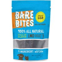 Bare Bites - 100% All Natural Dehydrated Beef Liver Dog And Cat Treats (6 Ounce Bag) (6 Ounce Bag)