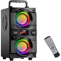 60W (80W Peak) Portable Bluetooth Speaker With Double Subwoofer Heavy Bass, Bluetooth 5.0 Wireless 100Ft Outdoor Speaker, Support Fm Radio, Led Colorful Lights, Stereo Sound, For Home, Party, Travel