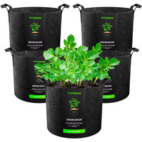 Vivosun 5-Pack 5 Gallon Grow Bags Heavy Duty 300G Thickened Nonwoven Plant Fabric Pots With Handles