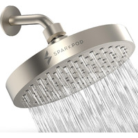 Sparkpod Shower Head - High Pressure Rain - Premium Quality Luxury Design - 1-Min Install - Easy Clean Adjustable Replacement For Your Bathroom Shower Heads (Elegant Brushed Nickel, 6 Inch Round)