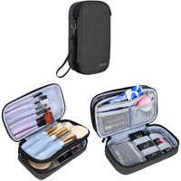 Teamoy Travel Makeup Brush Bag(Up To 8.5""), Professional Cosmetic Artist Organizer Case With Handle Strap For Makeup Brushes And Beauty Supplies-Small, Black (No Accessories Included)