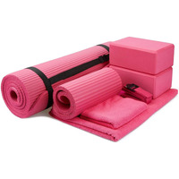 Balancefrom 7 Piece Yoga Set, With Mat & Towel, Home Workout Equipment, Pink