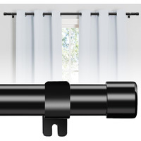 1 Inch Black Curtain Rod Set For Windows 30 To 62 Inch, Stainless Steel Heavy Duty Drapery Rods With Adjustable Brackets For Room Divider, Bedroom, Living Room, Kitchen, Bathroom, Black
