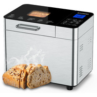 Razorri Bread Maker Machine Stainless Steel Ul Certified, Nonstick Bread Pan, Homemade 2Lbs Breadmaker, Gluten-Free Setting, 15H Delayed-Start, 1H Keep Warm, 3 Crust Colors And 3 Loaf Sizes