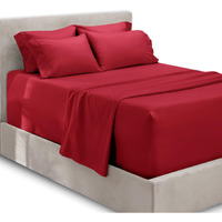 Hearth & Harbor Extra Deep Pocket Queen Sheets Sets - Fits Mattress 18-24 Inches Deep - Extra Deep Pocket Sheets - 6 Piece Queen Size Sheets - Queen Sheets Deep Pocket - Burgundy Sheets