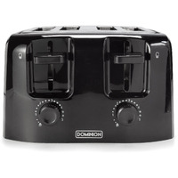 Dominion 4-Slice Toaster With Shade Control, Slide-Out Crumb Tray, Auto-Shutoff Cord Storage & Cool Wall, Toast Lift, Black