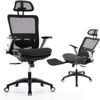 Colamy Ergonomic Mesh Office Chair With Footrest, High Back Computer Executive Desk Chair With Headrest And 4D Flip-Up Armrests, Adjustable Tilt Lock And Lumbar Support-Black