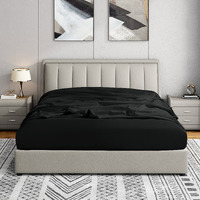 Cathay Home Twin Fitted Sheet - Double Brushed Ultra Soft - Wrinkle & Fade Resistant - 14"" Standard Pocket Fitted Sheet Only - Good Fit For 12""-16"" Deep Mattress (Twin, Black)