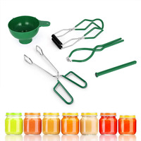 5Pcs Canning Supplies Canning Kit, Canning Essentials Set Include Tongs, Wide Mouth Funnel, Jar Lifter, Jar Wrench, Magnetic Lid Lifter, Stainless Steel Anti-Scald Clip Suit (Green)