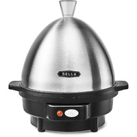 Bella Rapid Electric Egg Cooker And Omelet Maker With Auto Shut Off, For Easy To Peel, Poached Eggs, Soft, Medium And Hard-Boiled Eggs, 7 Egg Capacity Tray, Single Tier, Black & Steel