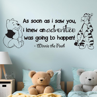 Winnie Pooh & Tigger - As Soon As I Saw You Quote Baby Room Wall Decal- Decal For Baby's Room (Wide 26"" X 10"" Height)