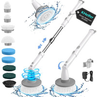 Khelfer Electric Spin Scrubber Kh8, 2024 Upgrade Cordless Shower Scrubber 8 Replacement Head, 1.5H Bathroom Scrubber Dual Speed, Shower Cleaning Brush With Extension Arm For Bathtub Tile Floor