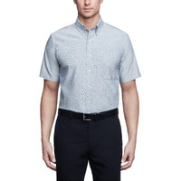 Van Heusen Men's Short Sleeve Dress Shirt Regular Fit Oxford Solid, Greystone, 17.5""-18"" Neck