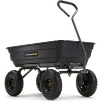 Gorilla Carts Poly Garden Dump Cart With Easy To Assemble Steel Frame, Camping Beach Wagon W/Quick Release System, 600 Pound Capacity, & 10 Inch Tires