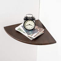 Corner Shelf,9Inch Walnut Solid Wood Floating Corner Shelf Wall Mount Round End Floating Speaker Shelf With Wire Hole Display Shelf For Small Plant Photo Frame For Bedroom Kitchen, Living Room