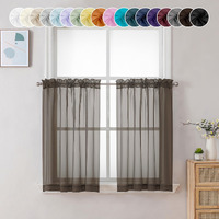 Chyhomenyc Sheer Chocolate Brown Tier Curtains 24 Inch Length, Small Window Curtains Treatment For Bathroom Living Room Basement, Short Rod Pocket Cafe Curtains, 42W X 24L Inches, 2 Panels