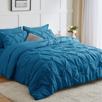 Cozylux Full Comforter Set - 7 Pieces Bed In A Bag Teal, Pintuck Pinch Pleat Bedding Sets With All Season Comforter, Flat Sheet, Fitted Sheet And Pillowcases & Shams