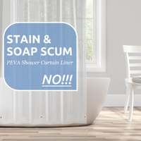 Downluxe Set Of 2 Waterproof Clear Shower Curtain Liner - Peva Lightweight Plastic Shower Liner With 3 Magnets, Shower Curtains For Bathroom, 72"" X 72"", Clear