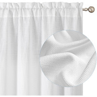 Chyhomenyc White Curtains 96 Inch Length 2 Panels, Faux Linen Textured Semi Sheer Airy Light Filtering Soft Privacy Farmhouse Curtain Drapes For Living Room Bedroom, 40Wx96L Inch, Set Of 2