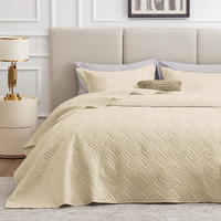 Love's Cabin Quilts For Queen Bed Camel Bedspreads Bedding Set - Summer Quilt Lightweight Microfiber Bedspread - Wave Pattern Bedding Coverlet For All Season - 3 Piece (1 Quilt, 2 Pillow Shams)