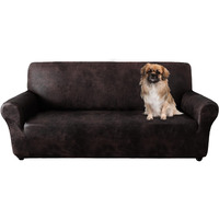 Sofa Covers Couch Covers For Leather Sofas, Soft Furniture Sofa Covers With Leather-Like Texture Washable, Non-Pilling,Non-Slip Couch Protector For Dogs Cats And Kids (Oversize Sofa, Chocolate)