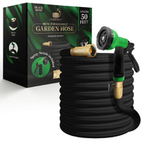 Lighthose Garden Hose, Non-Expandable Garden Hose, Super Light Weight Hose, No Burst, 3/4 Inch Solid Brass Connectors, 50 Ft, Black
