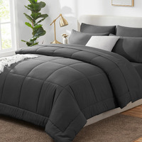 Cozylux King Size Comforter Set - 7 Pieces Bed In A Bag Set Dark Grey, King Bedding Set With All Season Quilted Comforter, Flat Sheet, Fitted Sheet, Pillowcases