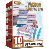 Vacuum Storage Bags, 10 Large Space Saver Vacuum Seal Bags, Space Bags, Vacuum Sealer Bags For Clothes, Blankets, Bedding (10L)
