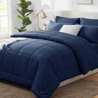 Cozylux Full Size Comforter Sets - 7 Pieces Bed In A Bag Set Navy Blue, Bedding Sets Full With All Season Quilted Comforter, Flat Sheet, Fitted Sheet, Pillowcases, Navy Blue, Full