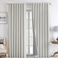 Joydeco 100% Greyish White Blackout Curtains 108 Inches Long Linen Curtains 2 Panels Set Burg For Bedroom Living Room Blackout Darkening Thermal Insulated Back Tab Rodpocket(52X108 Inchgreyishwhite)