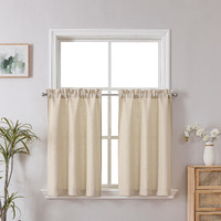 Chyhomenyc Linen Curtains 30 Inch Length, Faux Linen Textured Small Kitchen Window Curtains, Light Filtering Short Curtains For Bathroom Curtains Window, 30X30 Inch, 2Pcs