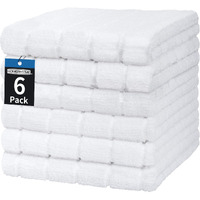 Homerhyme White Hand Towels, 6 Pack 25''*15'' Microfiber Hand Towels For Bathroom Kitchen, All-Purpose Quick Dry Lint Free Soft Absorbent Checkered Washcloths Bathtowel Bulk For Travel Gym Hotel