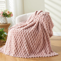 Newcosplay Super Soft Throw Blanket Pink Premium Silky Flannel Fleece 3D Clouds Stylish Jacquard Lightweight Bed Blanket All Season Use 350Gsm (Pink, Throw(50""X60""))