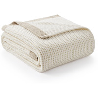 Am  Lie Home Chenille Waffle Throw Blanket For Couch, Reversible Soft Cozy Knit Blanket Lightweight Warm Decorative Throw For Sofa, Bed, Living Room, Ivory, 50 X 60 Inch