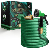 Lighthose Garden Hose, Non-Expandable Garden Hose, Super Light Weight Hose, No Burst, 3/4 Inch Solid Brass Connectors, 25 Ft, Grassy Green