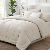Cozylux King Size Comforter Sets - 7 Pieces Bed In A Bag Set Beige, Bedding Sets King With All Season Quilted Comforter, Flat Sheet, Fitted Sheet, Pillowcases, Beige, King