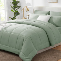 Cozylux King Size Comforter Sets - 7 Pieces Bed In A Bag Set Sage Green, Bedding Sets King With All Season Quilted Comforter, Flat Sheet, Fitted Sheet, Pillowcases, Sage Green, King