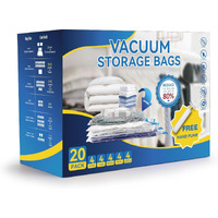 20 Pack Space Saver Bags (4 Jumbo/4 Large/4 Medium/4 Small/4 Roll M) Vacuum Storage Bags, Vacuum Seal Bags With Hand Pump For Comforters, Blankets, Bedding, Pillows And Clothes