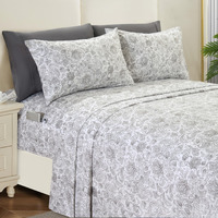 Elegant Comfort Softest And Coziest 6-Piece Sheet Set - 1500 Premium Hotel Quality Microfiber - Deep Pocket, Wrinkle Resistant 6-Piece Paisley Pattern Bed Sheet Set, Full, Paisley Gray
