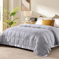 Downluxe King Size Blanket With Satin Trim, Lightweight Down Alternative King Blanket For All Season, Machine Washable (Silver, 90X108 Inch)