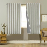 Joydeco 100% Black Out Curtains 63 Inch Long 2 Panels Burg Natural Blackout Linen Drapes For Bedroom Living Room Darkening Curtain Thermal Insulated Back Tab Rod Pocket(52X63 Inch,Light Beige)