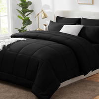 Cozylux Twin Xl Size Comforter Sets - 5 Pieces Bed In A Bag Set Black, Bedding Sets Twin Extra Long With All Season Quilted Comforter, Flat Sheet, Fitted Sheet, Pillowcases, Black