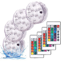 Yiamia Submersible Led Battery Operated Spot Lights With Remote, Decorative Fish Bowl Small Lamps For Aquarium Vase Base Pond Wedding Halloween Party (4 Pack)