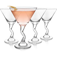 Libbey Z-Stem Martini Glasses Set Of 4, Lead-Free Glasses With Z- Stem, Dishwasher Safe Martini Glasses Set For Parties