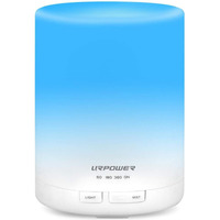 Urpower 2Nd Gen 300Ml Aroma Essential Oil Diffuser Night Light Ultrasonic Air Humidifier With Auto Shut Off And 6-7 Hours Continuous Diffusing - 7 Color Changing Led Lights And 4 Timer Settings