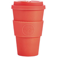 Ecoffee Cup 14Oz 400Ml Reusable Sustainable To-Go Travel Coffee Cups With No Leak Silicone Lid Tops, Made With Natural Bamboo Fibre, Mrs Mills